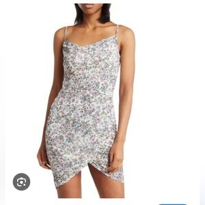 BCBGeneration Tulip Hem Floral Body-con Slip Dress